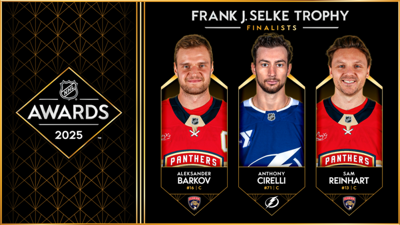 Barkov, Cirelli et Reinhart finalistes du Trophée Selke