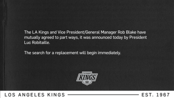 Les LA Kings et le directeur général Rob Blake se séparent d'un commun accord