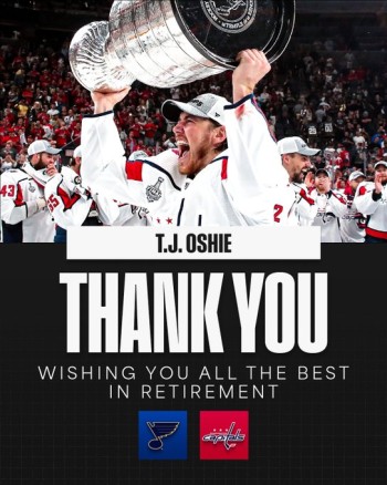 T.J. Oshie annonce sa retraite après 16 saisons en LNH