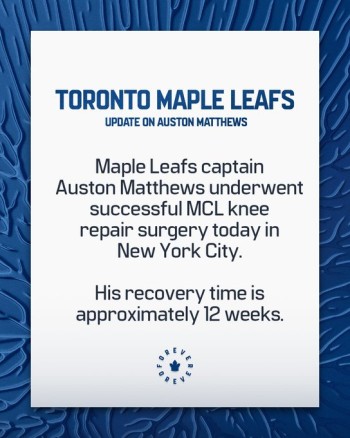 Auston Matthews n'a pas échappé à l'opération