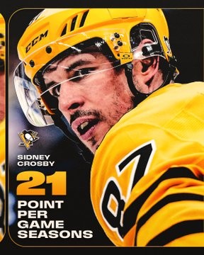 Une 21e saison à plus d'un point par match pour Sidney Crosby