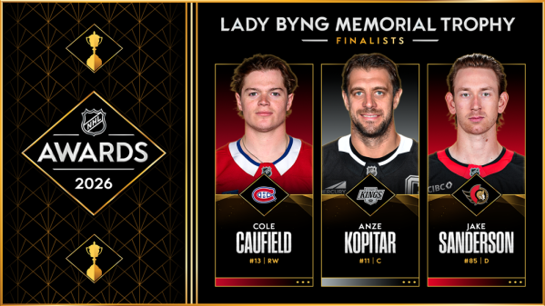 Caufield, Kopitar et Sanderson nommés finalistes du Trophée Lady Byng*