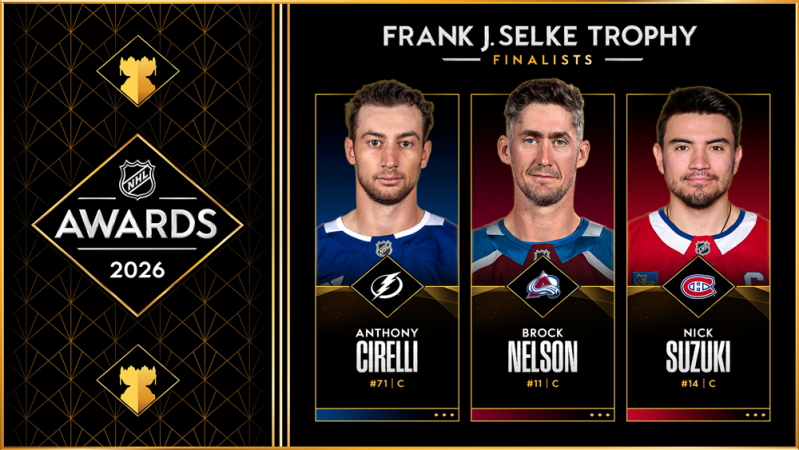 Cirelli, Nelson et Suzuki élus finalistes du Trophée Selke