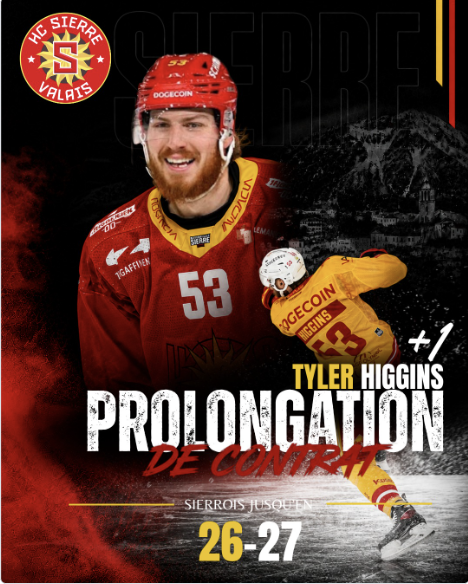 Tyler Higgins reste fidèle à Sierre