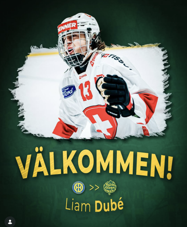 Liam Dubé rejoint les U20 de Björklöven