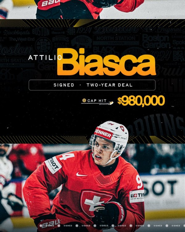 Le communiqué officiel des Bruins concernant Attilio Biasca
