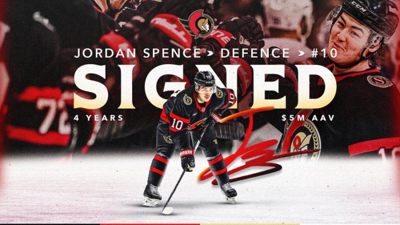 Les Sénateurs sécurisent Jordan Spence pour quatre saisons supplémentaires