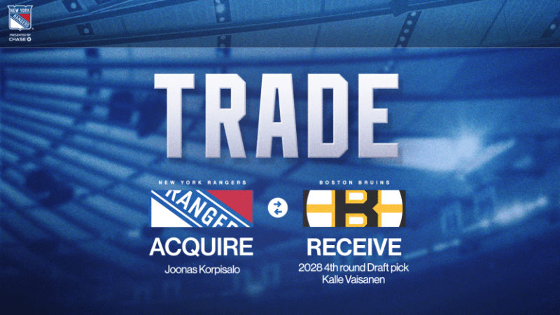 Les Rangers mettent la main sur Joonas Korpisalo via un échange avec Boston