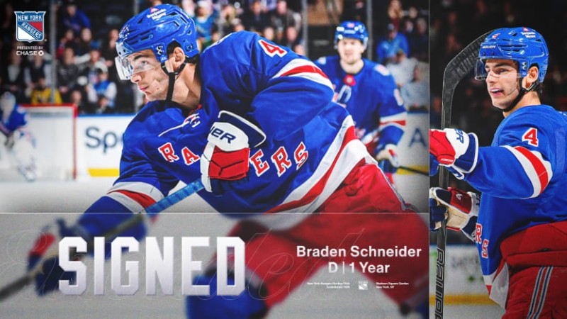 Braden Schneider verlängert um eine Saison bei den Rangers