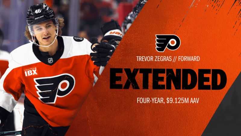 Trevor Zegras verlängert seinen Vertrag bei den Flyers