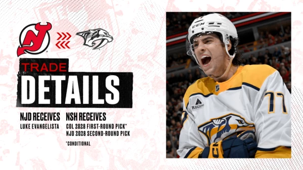 Luke Evangelista wechselt zu den New Jersey Devils