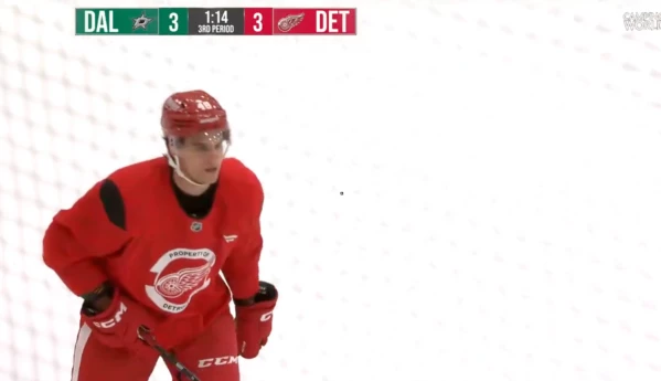 Théo Rochette erzielt sein erstes Tor mit den Red Wings