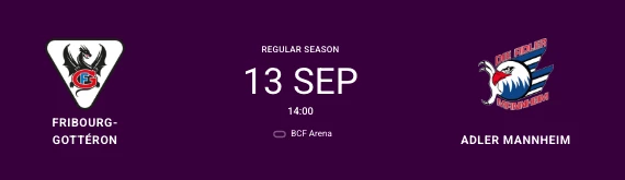 CHL : formation des équipes pour le match Fribourg vs Mannheim