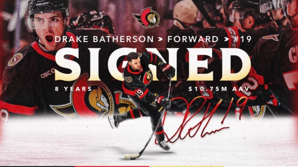 Pacte record dans la capitale : Drake Batherson s'ancre à Ottawa jusqu'en 2035