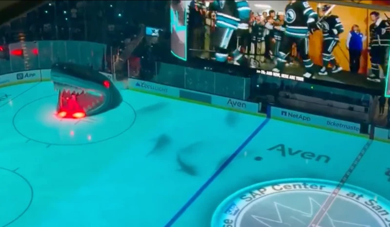 Un effet plutôt sympa sur la patinoire des Sharks