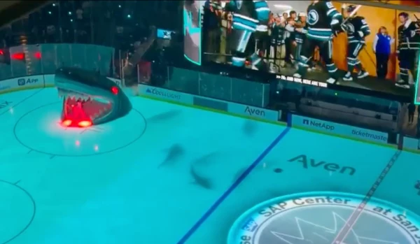 Ein ziemlich cooler Effekt auf dem Eis der Sharks